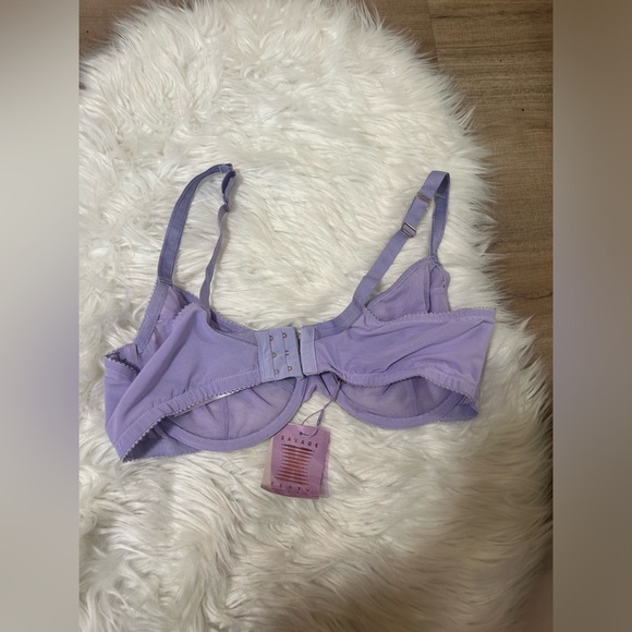 Savage x Fenty by Rihanna Flocked Logo Unlined Demi Bra in Lavender Purple - Picture 5 of 7